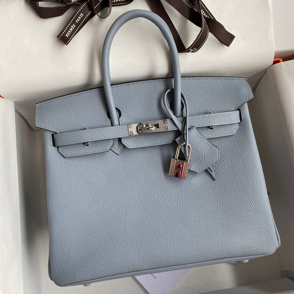 Hermes Birkin 25 Retourne Handmade Bag In Blue Lin Epsom Calfskin TDBS26034